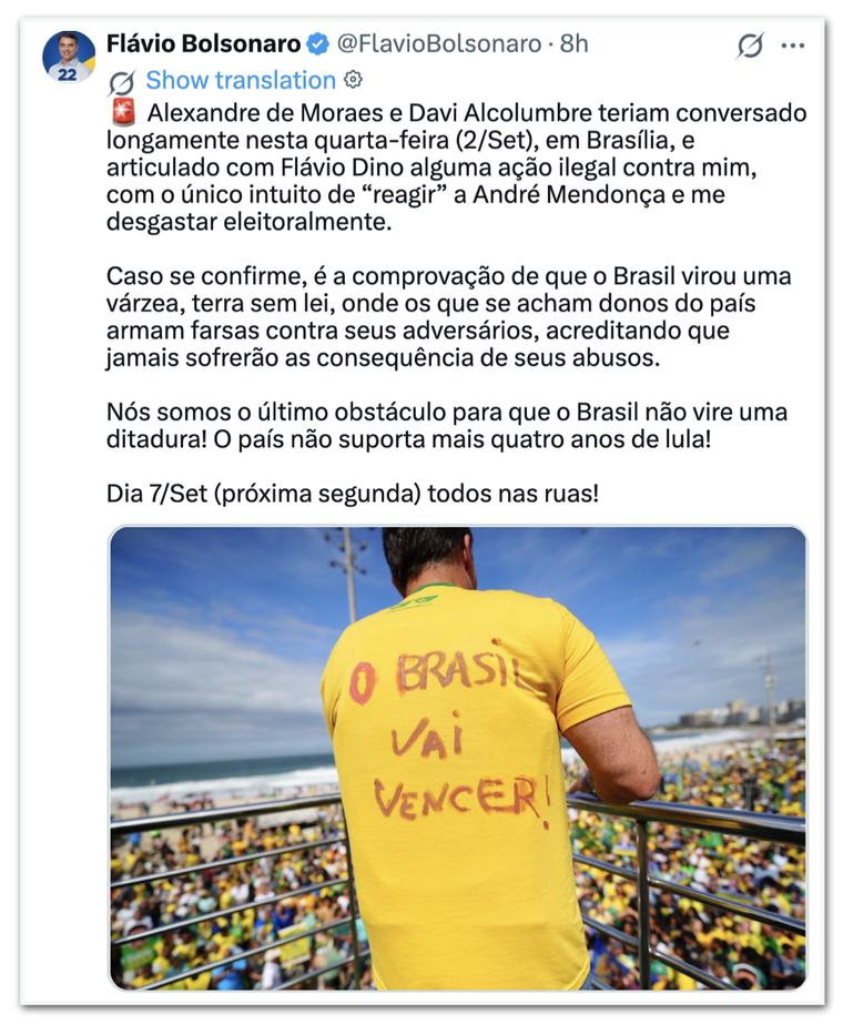 Flávio Bolsonaro diz ser alvo de articulação de Moraes, Dino e Alcolumbre